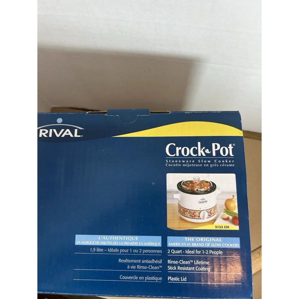 Rival Crock Pot 2 Qt Slow Cooker Model 3122 Chili Pepper Design Vtg 2003 W/Box